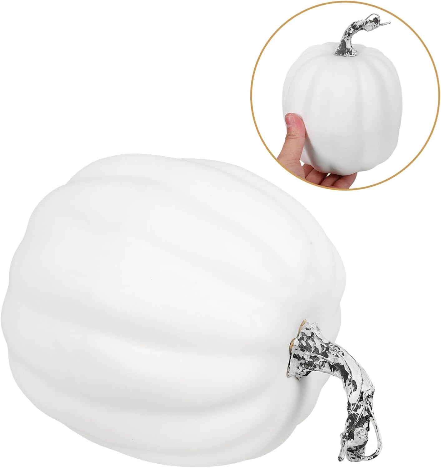 PRETYZOOM Artificial White Pumpkin Decoration for Halloween and Autumn