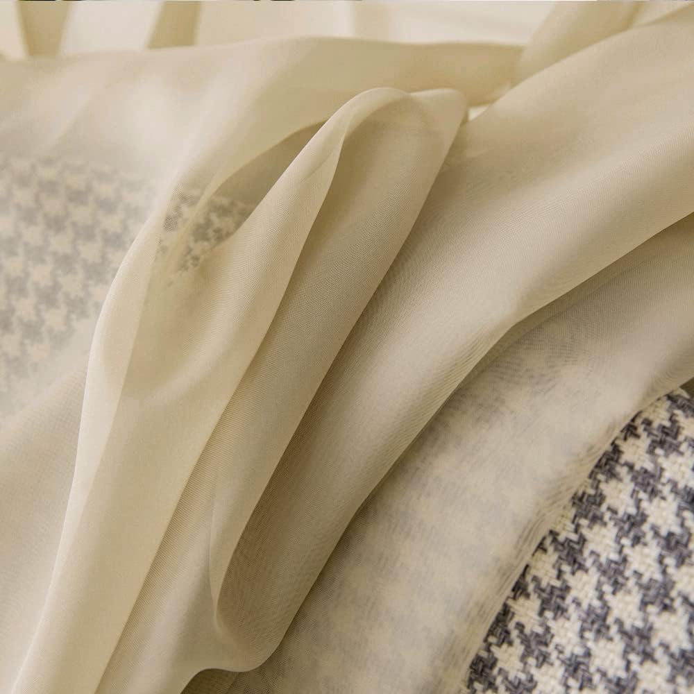MIULEE Beige Voile Valance for Window Decor