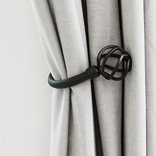 Geometric Industrial Curtain Holdbacks 2pc Solid Cast Iron Tiebacks