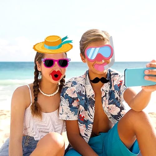 Ouruola 25pcs Tropical Photo Booth Props DIY Set