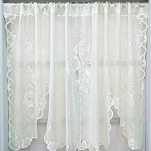 Beige Flower Lace Valance Curtain for Living Room and Kitchen