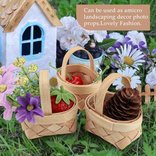 15Pcs Mini Woven Baskets with Handles for Wedding and Crafts