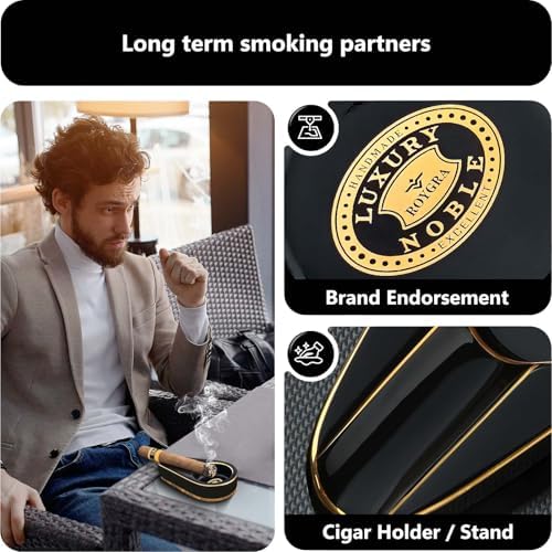 Roygra Cigar Ashtray Portable Travel Black