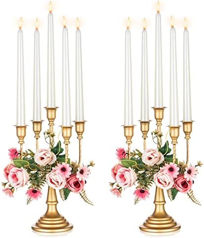 NUPTIO Gold Candelabras Candle Holder Set of 2