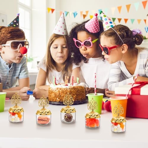 24 Pack Clear Candy Favor Boxes with Gold Lids
