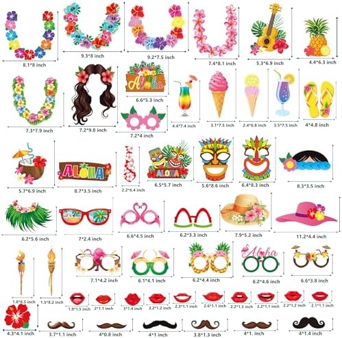 48PCS Hawaiian Tiki Photo Booth Props Set