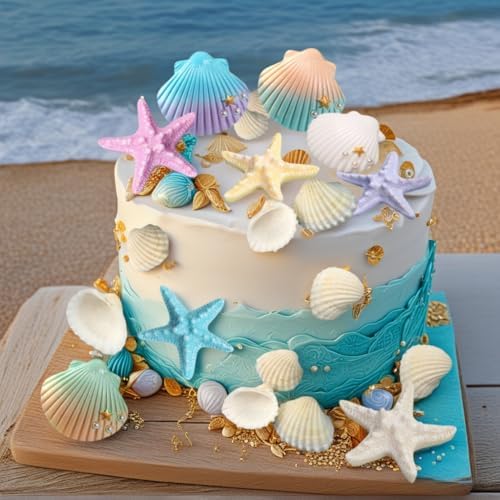 JeVenis Sea Shells Cake Decor for Ocean Theme Party