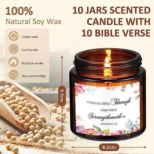 MTLEE 10 Jar Christian Scented Candles Stress Relief Aromatherapy Gifts