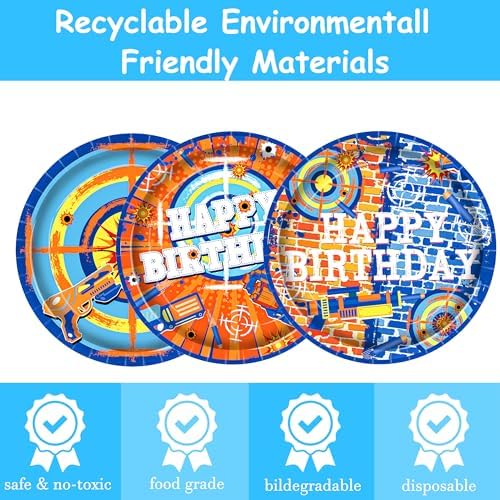 48pcs Dart War Themed Paper Plates for Parties