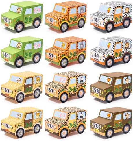 Set of 12 Jungle Animal Treat Boxes for Birthday Parties