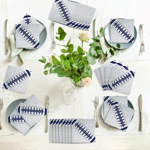 Qyeahkj 50Pcs Blue White Cowboys Football Napkins