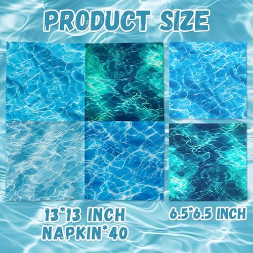 Ocean Themed Party Napkins Set 40Pcs Blue Summer Decorations