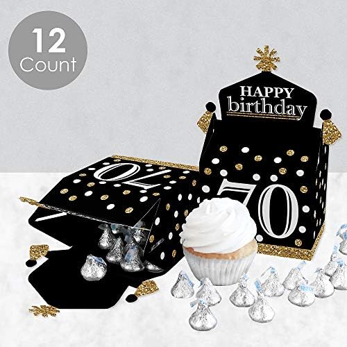 Big Dot of Happiness 70th Birthday Gold Treat Boxes Set of 12