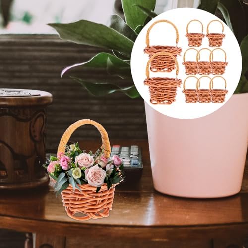 10Pcs Mini Woven Baskets with Handles for Party Favors