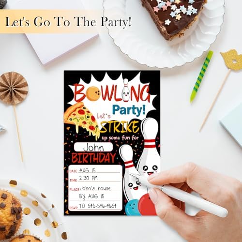 Bowling Birthday Invites Cards For Kids 20 Fun Party Invitations With Envelopes