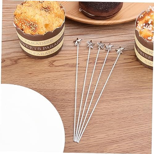 50pcs Silver Five-Pointed Star Cake Toppers for Birthday Parties