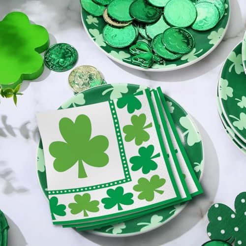 Amscan Lucky Shamrocks Paper Napkins 65x65 Green