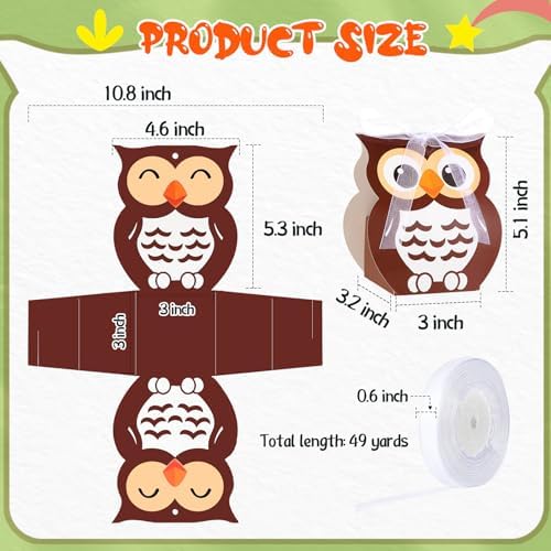 SilTriangle Owl Party Favor Boxes with Mesh Straps Brown