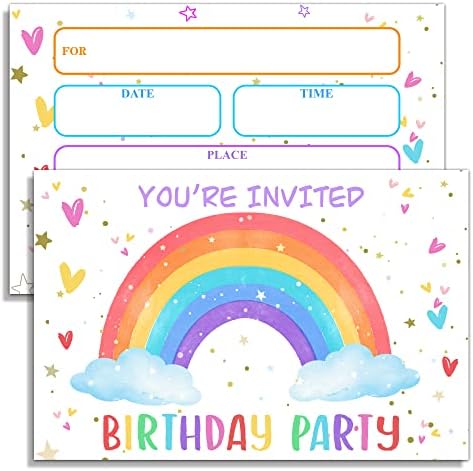 YSTEP Rainbow Birthday Invitations 4x6