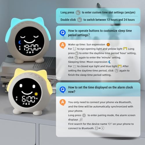 Sleep Training Clock with RGB Night Light and Music Player