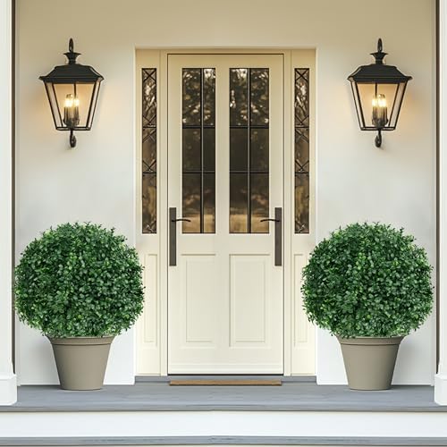 Grooy Artificial Boxwood Topiary Ball Tree Set of 2