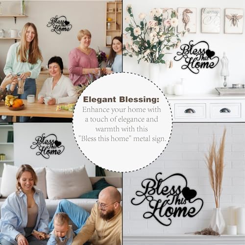 Bless This Home Black Metal Wall Art Entryway Sign