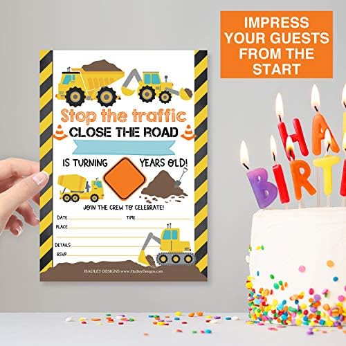Hadley Designs Construction Birthday Invitations Set of 25