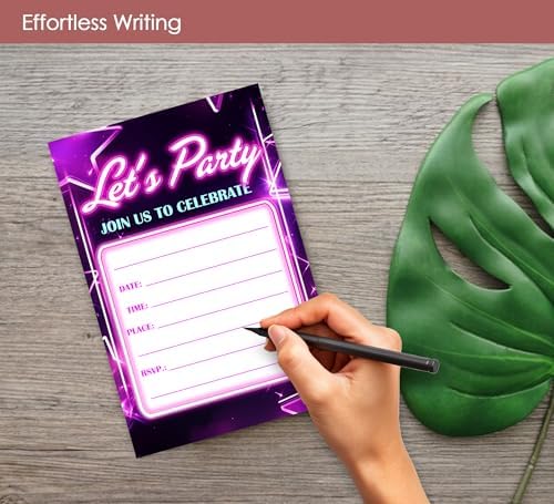Neon Birthday Invitations 30 Sets with Envelopes