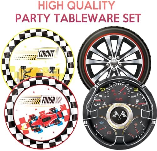 Race Car Birthday Decorations 48PCS Checked Plates and Tableware