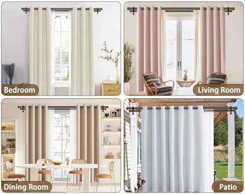 KAMANINA 1 Inch Double Curtain Rods 66-120 Inches Heavy Duty Bronze