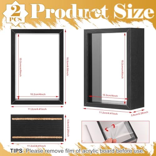 2 Pack 8x10 Inch Wooden Dried Flower Frame with Clear Acrylic Panels