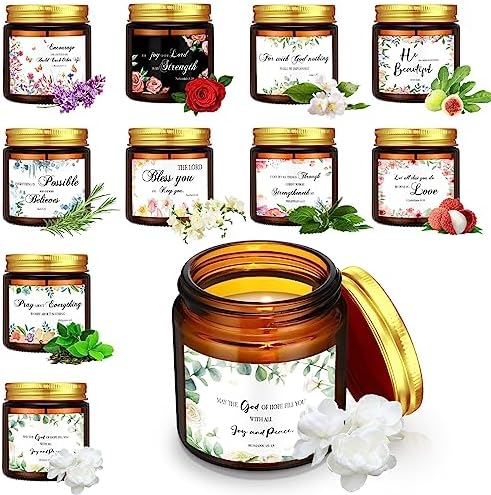 MTLEE 10 Jar Christian Scented Candles Stress Relief Aromatherapy Gifts