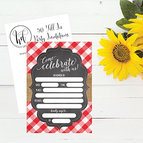 Hadley Designs 50 BBQ Party Invitations for Kids and Adults