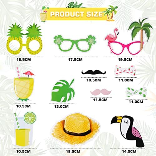 PHOGARY Luau Photo Booth Props 15PCS Tropical Party Kit