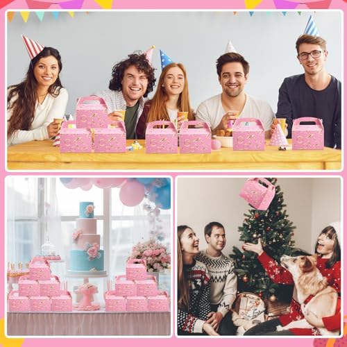 Marspark 24 Pack Pink Gold Ring Party Favor Boxes