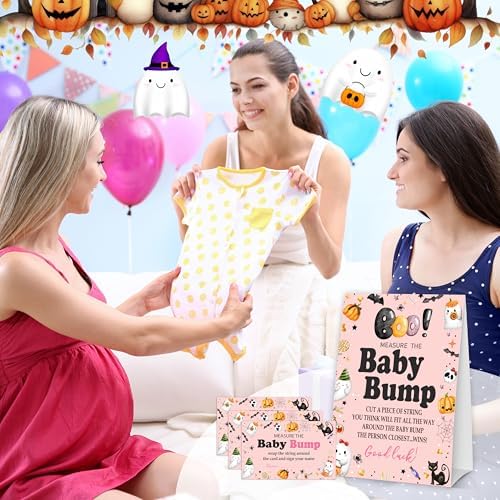 Halloween Baby Shower Games with Bump Sign and Guessing Cards