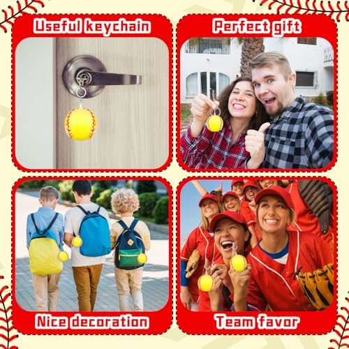 12 Pcs Plush Softball Keychains 43 Inch Team Spirit Keyrings