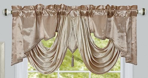 GOHD Valarie Window Valance 54x18 Taffeta Fabric Sand