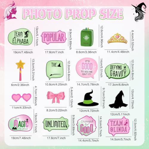 Pink Green and Black Witch Party Photo Booth Props Kit