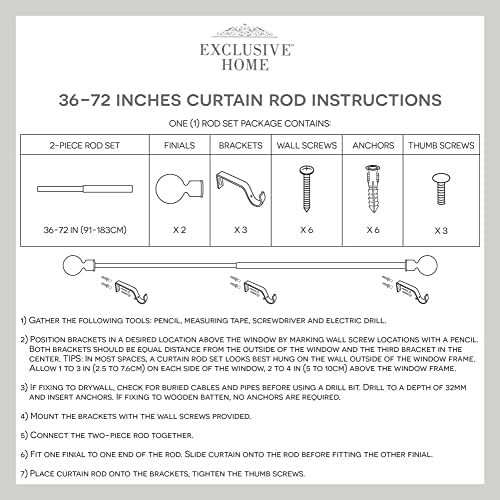 Exclusive Home Curtains ER1006-01 Matte Silver Rope Knot Rod Set