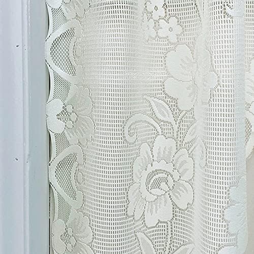 Beige Flower Lace Valance Curtain for Living Room and Kitchen
