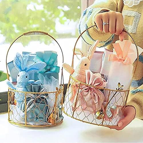 PerGar Golden Metal Flower Girl Basket for Weddings