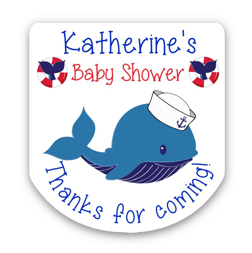 Personalized Nautical Whale Bridal Shower Sanitizer Labels 30 Stickers