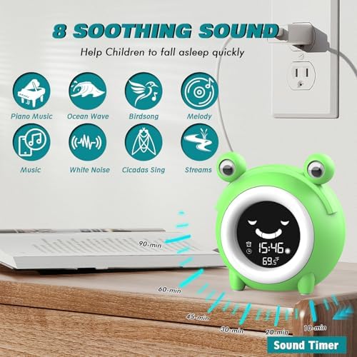 Kids Alarm Clock with Night Light and Sleep Sounds