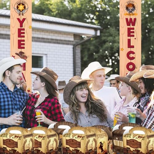 RIGHTA TECH 12-Pack Western Cowboy Candy Gift Boxes with Handles
