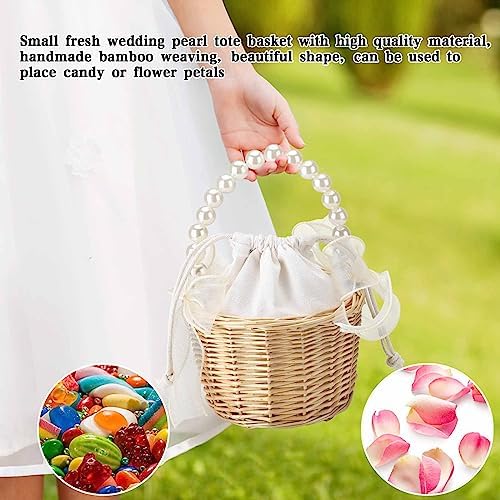 Classic Pearl Woven Hand Basket for Wedding Ceremony