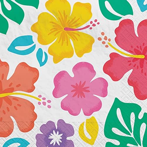 Multicolor Hibiscus Beverage Napkins 5x5 Pack Of 16