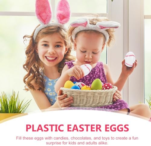 12pcs Baseball Themed Plastic Easter Eggs Openable Decorative Set