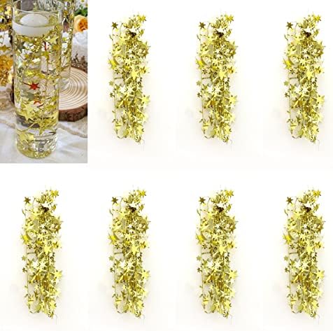 Gold Floating Candle Centerpieces Star Strings - 12 Pcs 38 Inch