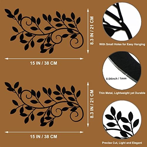 ESTART 2 Pieces Metal Tree Leaf Wall Decor